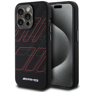   AMG AMHMP15L23SSPK Large Rhombuses Pattern iPhone 15 Pro 6.1", hátlap, tok, fekete