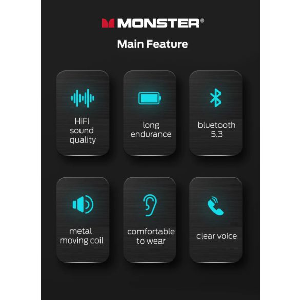 Monster XKT08 TWS vezeték nélküli headset, fülhallgató, töltő tokkal, narancssárga