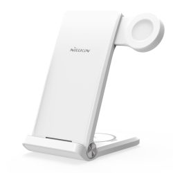   Nillkin PowerTrio 3in1 Wireless Qi Charger, smartphone, Huawei watch, earphone asztali vezeték nélküli töltő, 15W max, fehér