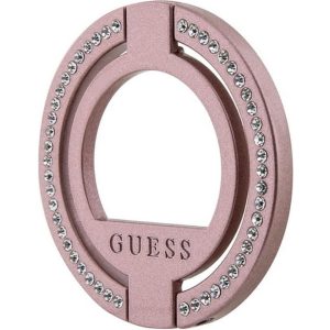 Guess Rhinestones MagSafe Ringstand Magsafe kompatibilis gyűrűs állvány, rózsaszín