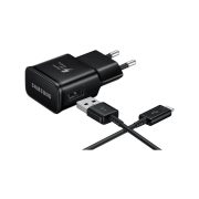   Samsung EP-TA200EBE+EP-DR140ABE USB gyári hálózati töltő, gyorstöltő adapter USB-A/USB-C kábellel, 15W, (doboz nélküli), fekete