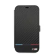 BMW iPhone 13 Pro M Collection Carbon Stripe (BMBKP13LPUCARTCBK) oldalra nyíló tok, fekete