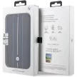 BMW BMBKP14L22RVSK iPhone 14 Pro 6.1" Leather Stamp Blue Lines, oldalra nyíló bőr tok, fekete