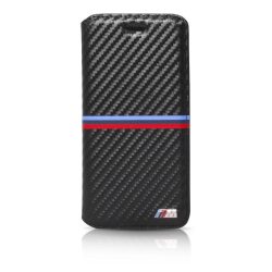   BMW iPhone 6 Plus/6S Plus M Sport Carbon Inspiration Stripe Horizontal oldalra nyíló tok, fekete