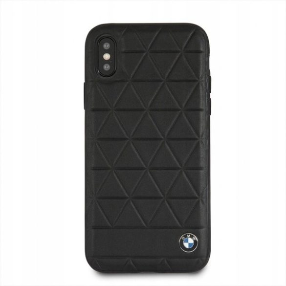 BMW iPhone Xs Max Hexagon Leather eredeti bőr (BMHCI65HEXBK) hátlap, tok, fekete