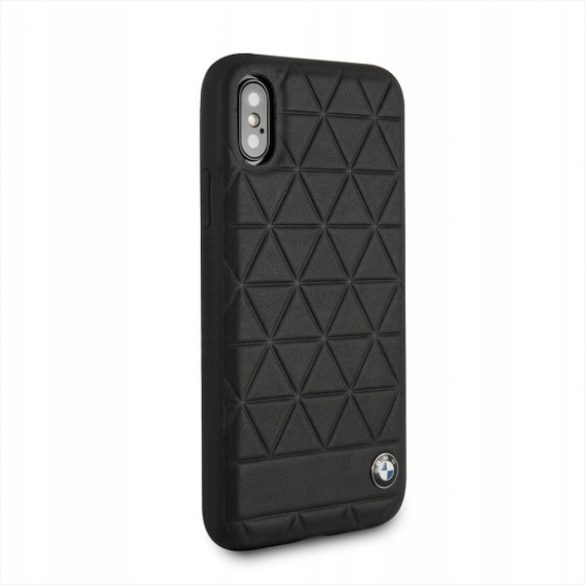 BMW iPhone Xs Max Hexagon Leather eredeti bőr (BMHCI65HEXBK) hátlap, tok, fekete
