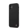 BMW iPhone 12 Mini Leather Hot Stamp eredeti bőr, (BMHCP12SSLLBK) hátlap, tok, fekete