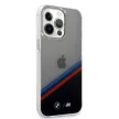 BMW iPhone 13 Pro Silicone Tricolor Stripes (BMHCP13LMHLPK) hátlap, tok, átlátszó