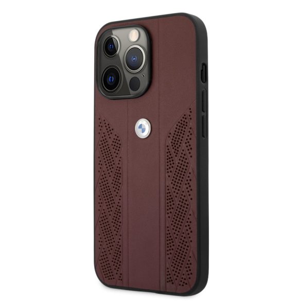 BMW iPhone 13 Pro Max Leather Curve Perforated eredeti bőr (BMHCP13XRSPPR) hátlap, tok, fekete