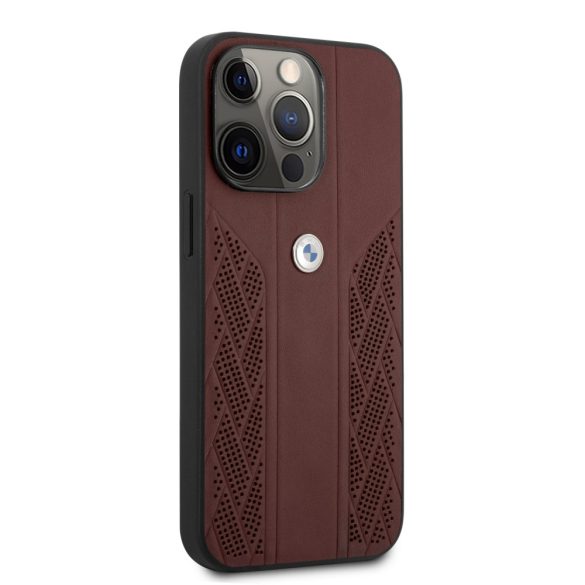 BMW iPhone 13 Pro Max Leather Curve Perforated eredeti bőr (BMHCP13XRSPPR) hátlap, tok, fekete