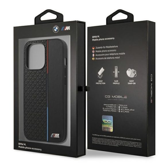 BMW iPhone 13 Pro Max M Collection Triangles (BMHCP13XTRTBK) hátlap, tok, fekete