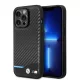 BMW iPhone 14 Pro Leather Carbon (BMHCP14L22NBCK) hátlap, tok, fekete