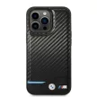 BMW iPhone 14 Pro Leather Carbon (BMHCP14L22NBCK) hátlap, tok, fekete