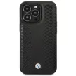 BMW Leather Diamond Pattern hátlap, bőr tok iPhone 14 Pro, fekete