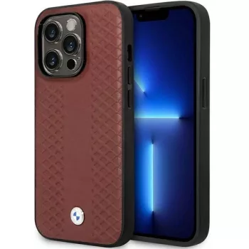   BMW BMHCP14L22RFGR Leather Diamond Pattern iPhone 14 Pro 6.1" tok, bordó