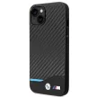 BMW BMHCP14M22NBCK Leather Carbon iPhone 14 Plus 6.7 ", hátlap, bőr tok, fekete