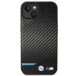 BMW BMHCP14M22NBCK Leather Carbon iPhone 14 Plus 6.7 ", hátlap, bőr tok, fekete
