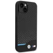BMW BMHCP14M22NBCK Leather Carbon iPhone 14 Plus 6.7 ", hátlap, bőr tok, fekete