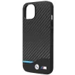 BMW BMHCP14M22NBCK Leather Carbon iPhone 14 Plus 6.7 ", hátlap, bőr tok, fekete