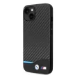 BMW iPhone 14 Leather Carbon (BMHCP14S22NBCK) hátlap, tok, fekete
