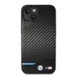 BMW iPhone 14 Leather Carbon (BMHCP14S22NBCK) hátlap, tok, fekete