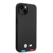 BMW iPhone 14 Leather Stamp Tricolor Magsafe (BMHCP14S22PTDK) hátlap, tok, fekete