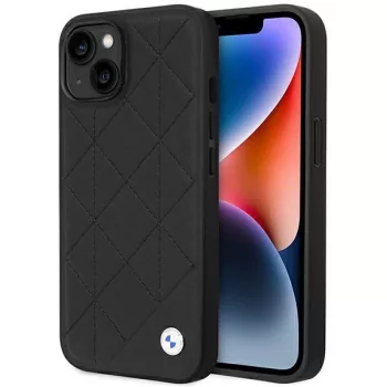   BMW BMHCP14S22RQDK Leather Quilted iPhone 14 6.1" hátlap, bőr tok, fekete