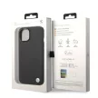 BMW iPhone 14 Leather Stamp (BMHCP14SSLLBK) hátlap, tok, fekete