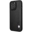 BMW BMHCP14X22RBDK Leather Blue Dots iPhone 14 Pro Max 6.7" hátlap, bőr tok, fekete