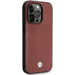 BMW BMHCP14X22RFGR Leather Diamond Pattern iPhone 14 Pro Max 6.7" hátlap, bőr tok, bordó