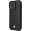 BMW iPhone 14 Pro Max 6,7" black Leather Card Slot (BMHCP14X22RSEPK) hátlap, tok, fekete