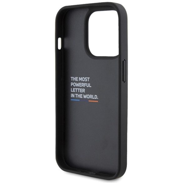 BMW iPhone 15 Pro Leather Carbon (BMHCP15L22NBCK) hátlap, tok, fekete