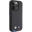 BMW iPhone 15 Pro Leather Stamp Tricolor (BMHCP15L22PTDK) hátlap, tok, fekete