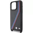 BMW BMHCP15L23PSVTK iPhone 15 Pro 6.1", M Edition Carbon Tricolor Lines & Strap M Edition hátlap, tok, fekete