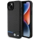 BMW Leather Carbon hátlap, bőr tok iPhone 15 Plus, fekete