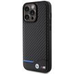 BMW iPhone 15 Pro Max Leather Carbon (BMHCP15X22NBCK) eredeti bőr hátlap, tok, fekete