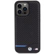 BMW iPhone 15 Pro Max Leather Carbon (BMHCP15X22NBCK) eredeti bőr hátlap, tok, fekete