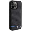 BMW iPhone 15 Pro Max Leather Carbon (BMHCP15X22NBCK) eredeti bőr hátlap, tok, fekete