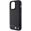 BMW iPhone 15 Pro Max Leather Carbon (BMHCP15X22NBCK) eredeti bőr hátlap, tok, fekete