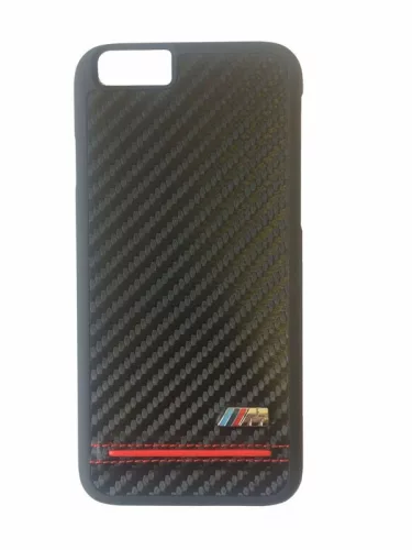 BMW iPhone 6/6S M Sport Carbon Print & Stipe Piping Red (BMHCP6HSCR) hátlap, tok, fekete