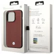 BMW iPhone 14 Pro 6,1" burgundy Leather Diamond Pattern MagSafe (BMHMP14L22RFGR) hátlap, tok,borfó