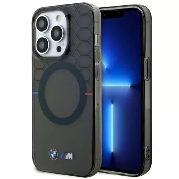   BMW iPhone 14 Pro 6.1" grey Pattern MagSafe (BMHMP14LHGPK) hátlap, tok, szürke