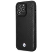 BMW BMHMP14X22RFGK Leather Diamond Pattern MagSafe iPhone 14 Pro Max 6.7" hátlap, bőr tok, fekete