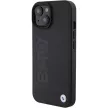 BMW MagSafe Leather Hot Stamp hátlap, bőr tok iPhone 15 Plus, fekete