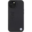 BMW MagSafe Leather Hot Stamp hátlap, bőr tok iPhone 15 Plus, fekete