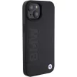BMW MagSafe Leather Hot Stamp hátlap, bőr tok iPhone 15 Plus, fekete