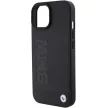 BMW MagSafe Leather Hot Stamp hátlap, bőr tok iPhone 15 Plus, fekete