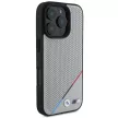 BMW iPhone 16 Pro M Perforated Tricolor Line(BMHMP16L23PUPDG) MagSafe hátlap, tok, szürke
