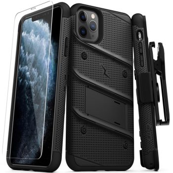   Zizo Bolt Cover iPhone 11 Pro ütésálló hátlap, tok és edzett üvegfólia, fekete