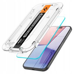   Spigen Glass EZ Fit iPhone 15 kijelzővédő üvegfólia felrakó kerettel, átlátszó